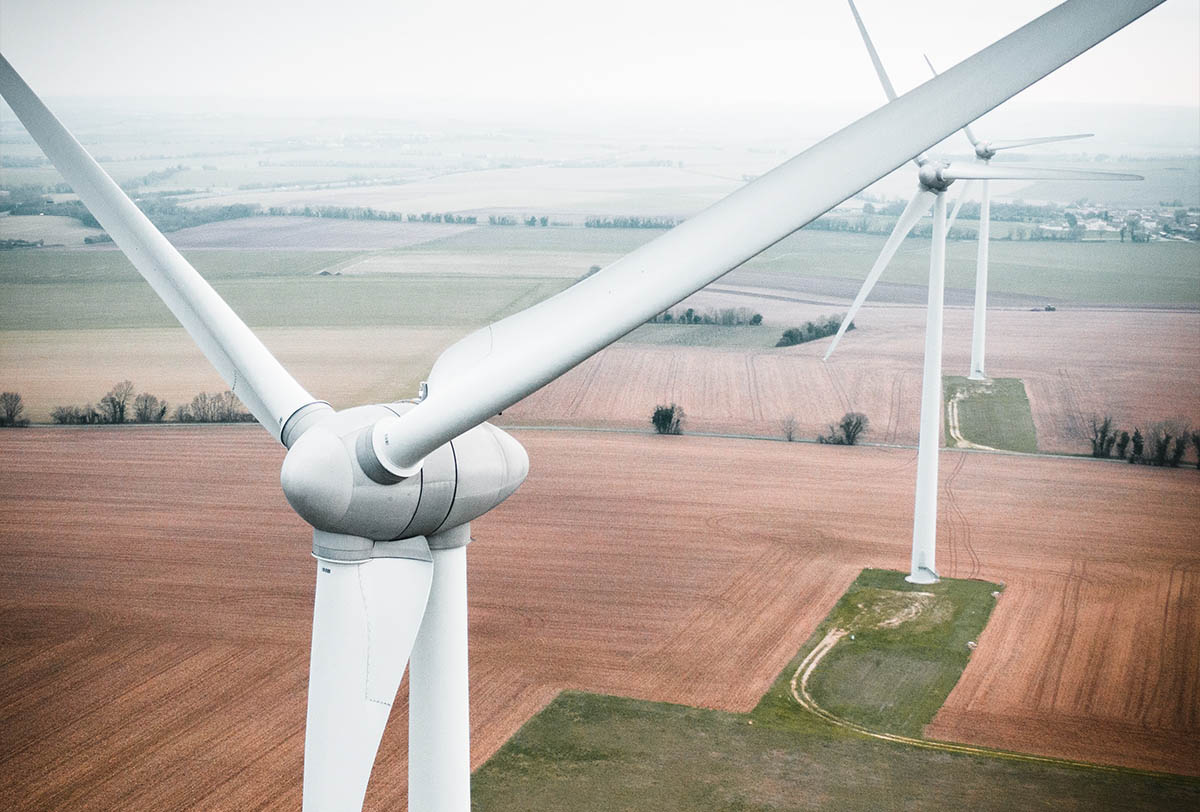 Vindkraftverk som producerar förnybar energi