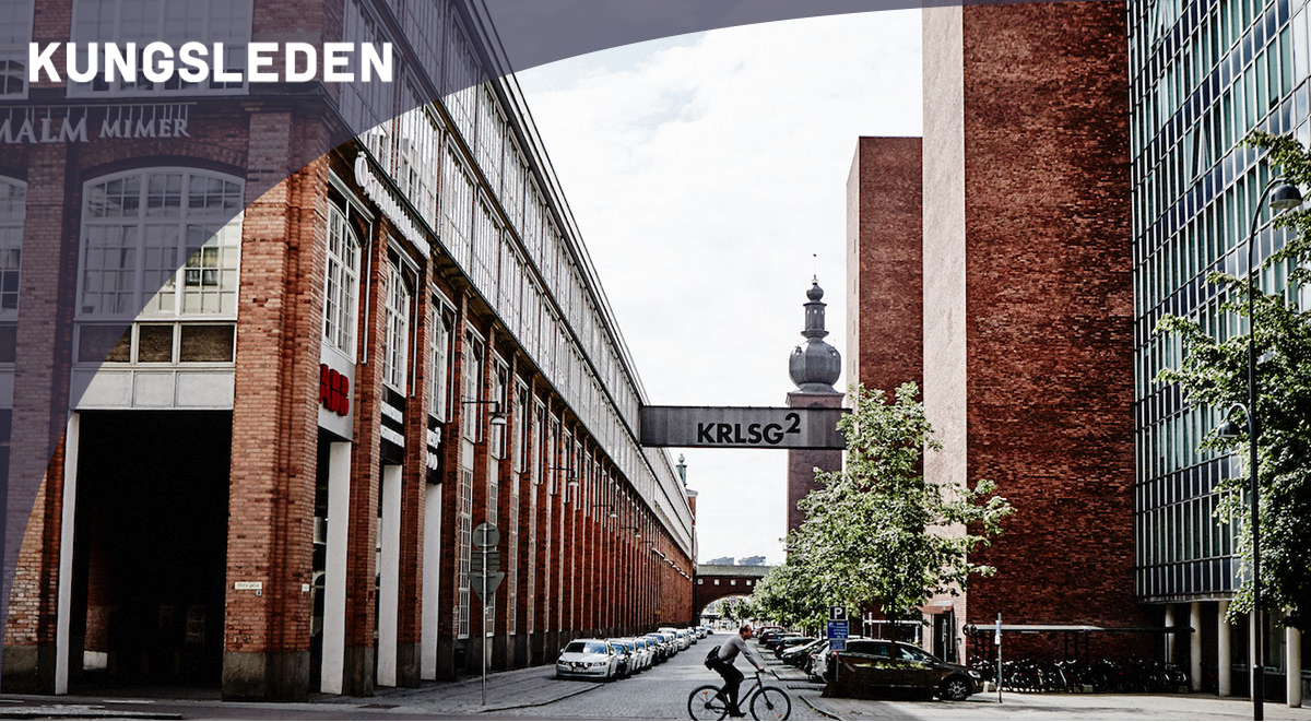 Buildings and a person riding bike