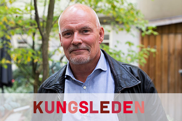 Photo of Staffan Häggdahl with Kungsleden's logo in the foreground